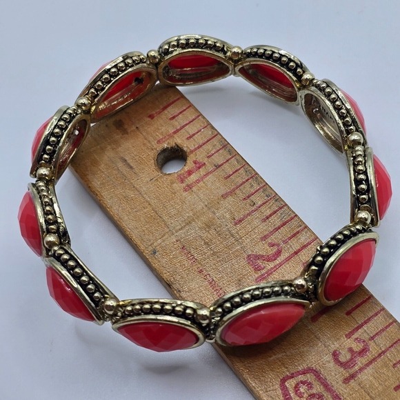 Napier Stretch Bracelet Facet Pink Tear Drops Gold‎ Tone Boho Elegant Preppy - Picture 8 of 9